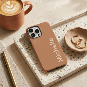 Warm Terracotta & Beige Aesthetic Custom Name iPhone 16 Pro Max Case