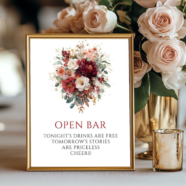 Warm Terracotta Boho Burgundy Open Bar Tabletop Poster (Warm Terracotta Boho Burgundy Open Bar Tabletop

)
