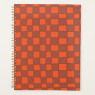 Warm Terracotta Chequered Chequerboard Pattern Planner