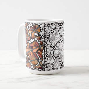 Warm Terracotta Geometric Abstract Line Art Doodli Coffee Mug