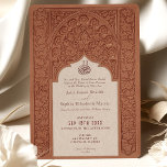 Warm Terracotta Lace Wedding Traditional Islamic Invitation<br><div class="desc">This beautifully crafted wedding invitation is a testament to the splendour of traditional Islamic art, featuring a warm terracotta colour that exudes a rustic charm. The elaborate lace pattern, with its interlaced florals and arabesque designs, adorns both the front and back of the invitation, capturing the eye with its depth...</div>