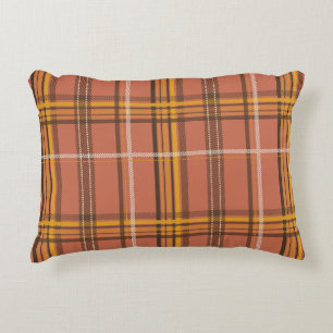 Warm Terracotta Mustard Plaid Aesthetic Decorative Cushion