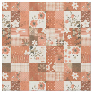 Warm Terracotta Patchwork Fall Autumn Quilt Fabric