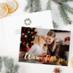 warm tidings merry christmas foil holiday card<br><div class="desc">Elegant modern Christmas photo card design with real gold foil detail</div>