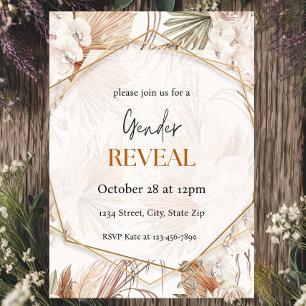Warm Tone Pampas Boho Gender Reveal Invitation