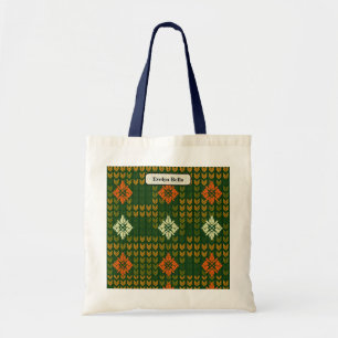 Warm Toned Abstract Knit Illustration Tote Bag
