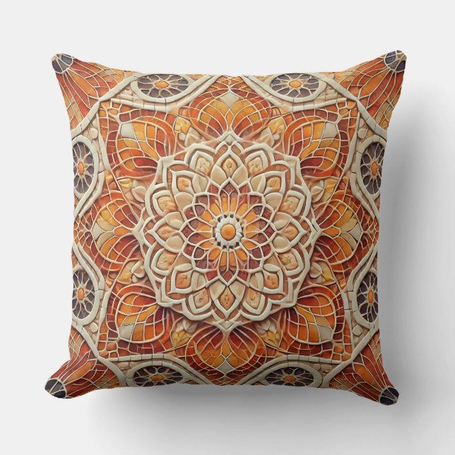 Warm-toned Mandala Art Cushion (Front)