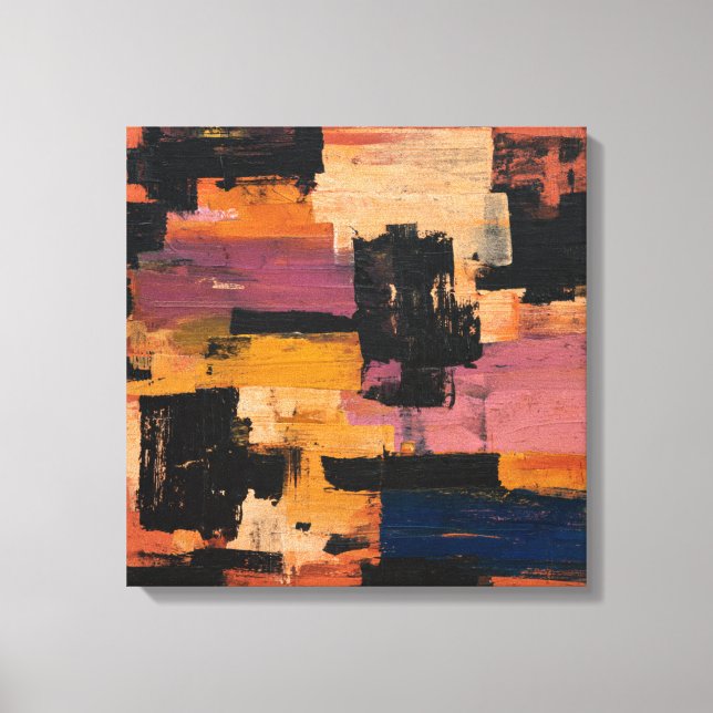 Warm Tones Abstract Geometric Expressionism Wall D Canvas Print (Front)