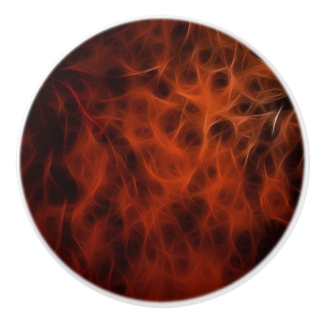 Warm Tones Modern Abstract Fractal Art II Ceramic Knob (Front)
