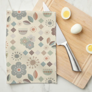 Warm Tones Nature Mid Century Modern Tea Towel