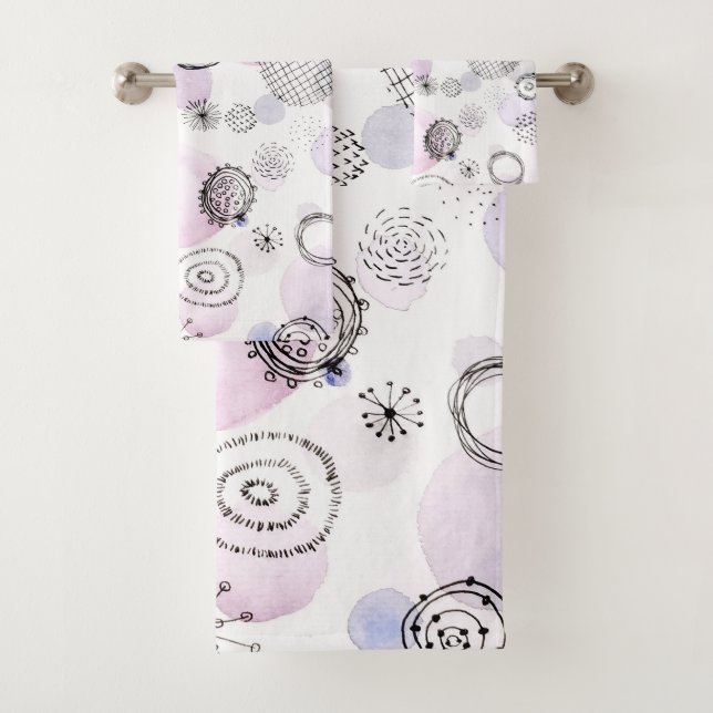 Warm Tones Watercolour Pattern Bath Towel Set (Insitu)