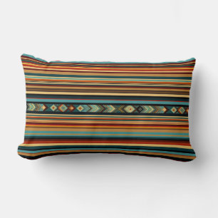 Warm Tribal Artisan Lines Lumbar Cushion