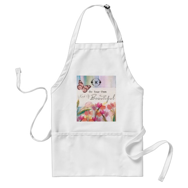 Warm Tulips and Butterfly Quote,Custom Monogram  Standard Apron (Front)