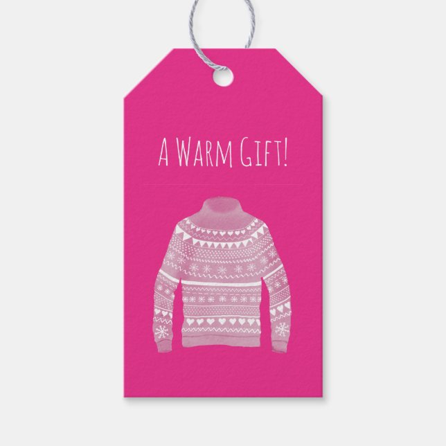 Warm Ugly Christmas Sweater Gift Tags (Front)