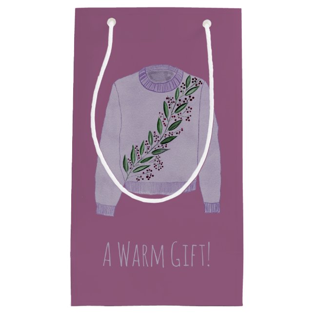 Warm Ugly Christmas Sweater Small Gift Bag (Front)