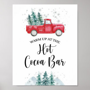 Warm Up at the Hot Cocoa Bar Sign Red Xmas Truck