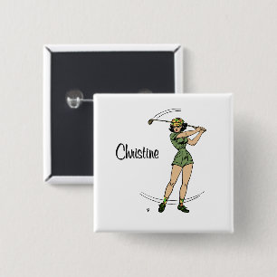 Warm Up for Golfing Personal Lady Golfer 15 Cm Square Badge