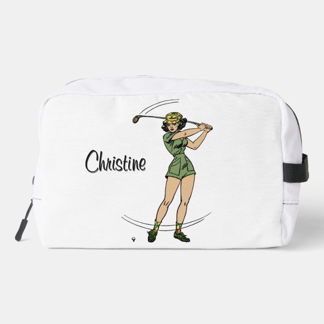 Warm Up for Golfing Personal Lady Golfer Dopp Kit (Back)