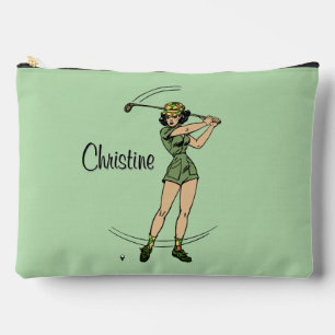 Warm Up for Golfing Personal Lady Golfer Green Accessory Pouch