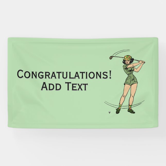 Warm Up for Golfing Personal Lady Golfer Green Banner (Horizontal)