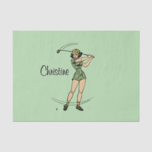 Warm Up for Golfing Personal Lady Golfer Green Tissue Paper