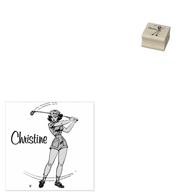 Warm Up for Golfing Personal Lady Golfer   Rubber Stamp (Stamped)