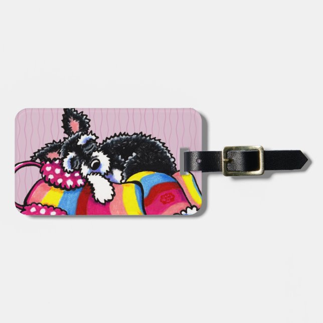 Warm Up Little Schnauzer Luggage Tag (Front Horizontal)