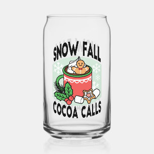 Warm Up with Snow Fall Cocoa Calls - Winter Drink Can Glass