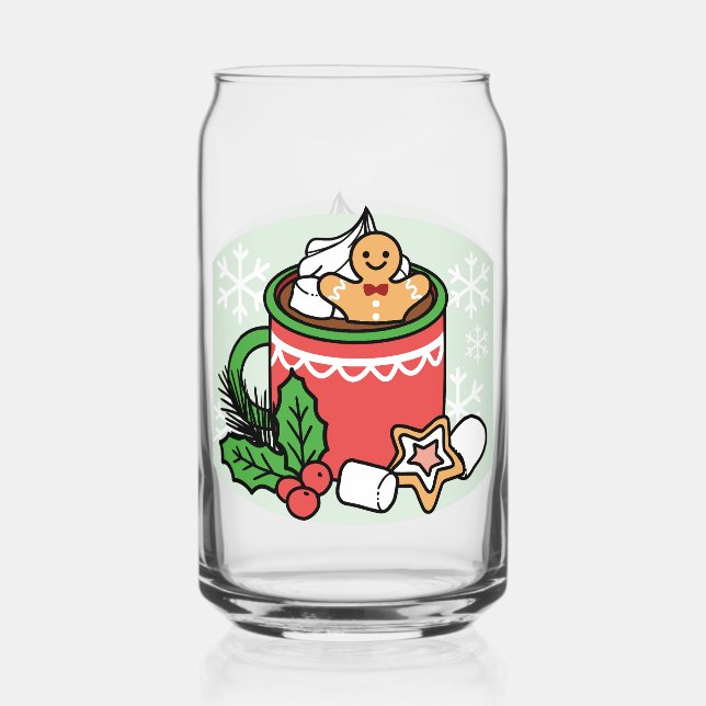 Warm Up with Snow Fall Cocoa Calls - Winter Drink Can Glass (Front)