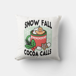 Warm Up with Snow Fall Cocoa Calls - Winter Drink Cushion