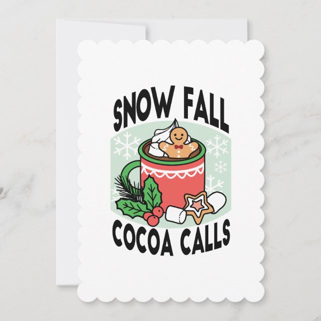 Warm Up with Snow Fall Cocoa Calls - Winter Drink Invitation (Front)