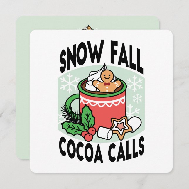 Warm Up with Snow Fall Cocoa Calls - Winter Drink Invitation (Front/Back)