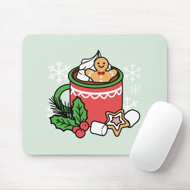 Warm Up with Snow Fall Cocoa Calls - Winter Drink Mouse Mat (With Mouse)