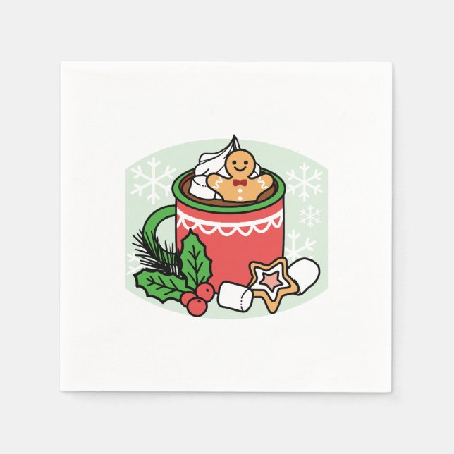 Warm Up with Snow Fall Cocoa Calls - Winter Drink Napkin (Front)