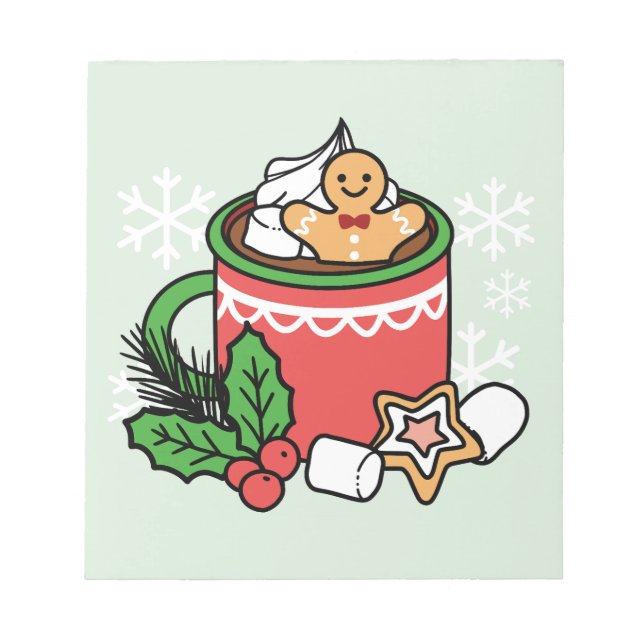 Warm Up with Snow Fall Cocoa Calls - Winter Drink Notepad (Front)