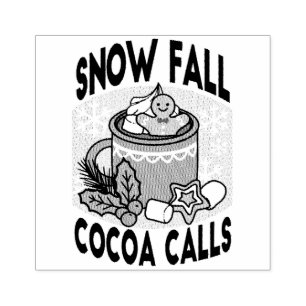 Warm Up with Snow Fall Cocoa Calls - Winter Drink Rubber Stamp