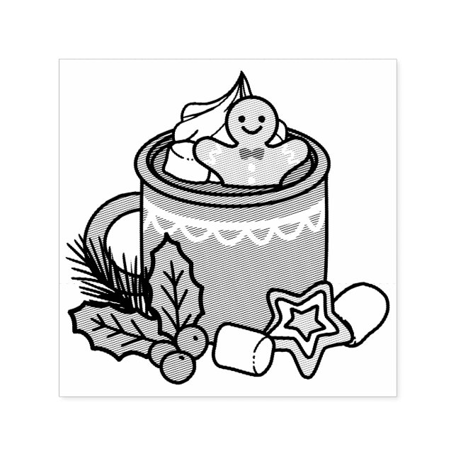Warm Up with Snow Fall Cocoa Calls - Winter Drink Self-inking Stamp (Design)