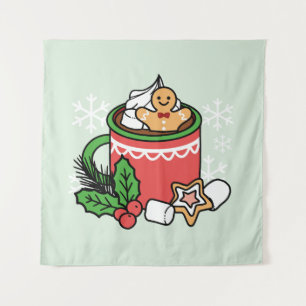 Warm Up with Snow Fall Cocoa Calls - Winter Drink Tapestry