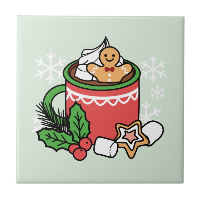Warm Up with Snow Fall Cocoa Calls - Winter Drink Tile (Front)