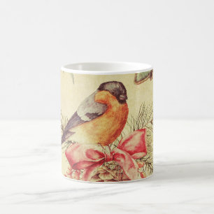 Warm Vintage Bird Pine Holiday Illustration Coffee Mug