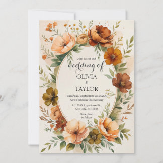 Warm Vintage Blooms Wedding Invitation