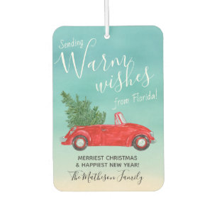 Warm #Vintage Red Car #Christmas Card Alternatives Air Freshener