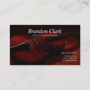 Warm Violin in Studio Light Musician Business Card