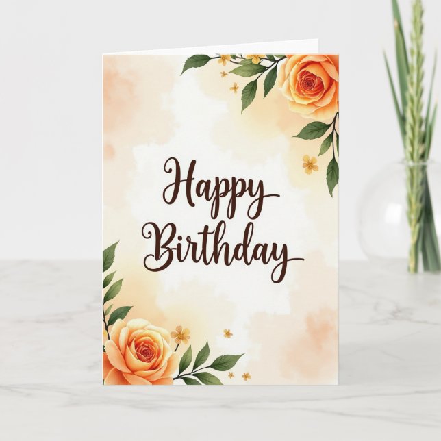 Warm Watercolor Birthday Card (Front)