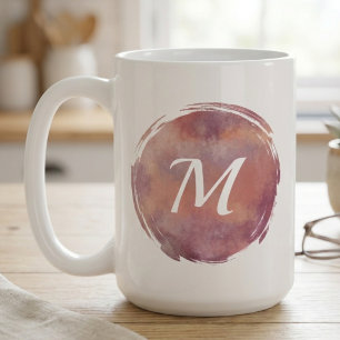 Warm Watercolor Brushstroke Monogram Coffee Mug