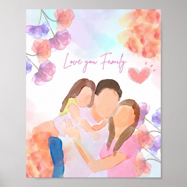 Warm Watercolor Family Love Poster (Front)
