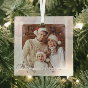 Warm watercolor holiday Christmas party invitation Glass Tree Decoration