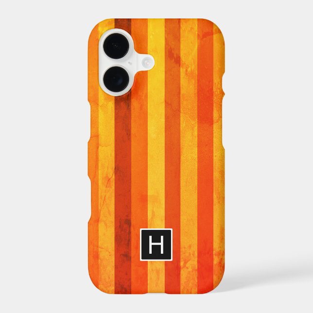 Warm Weathered Orange Red Stripes Monogram (Back)