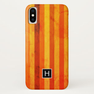 Warm Weathered Orange Red Stripes Monogram iPhone X Case