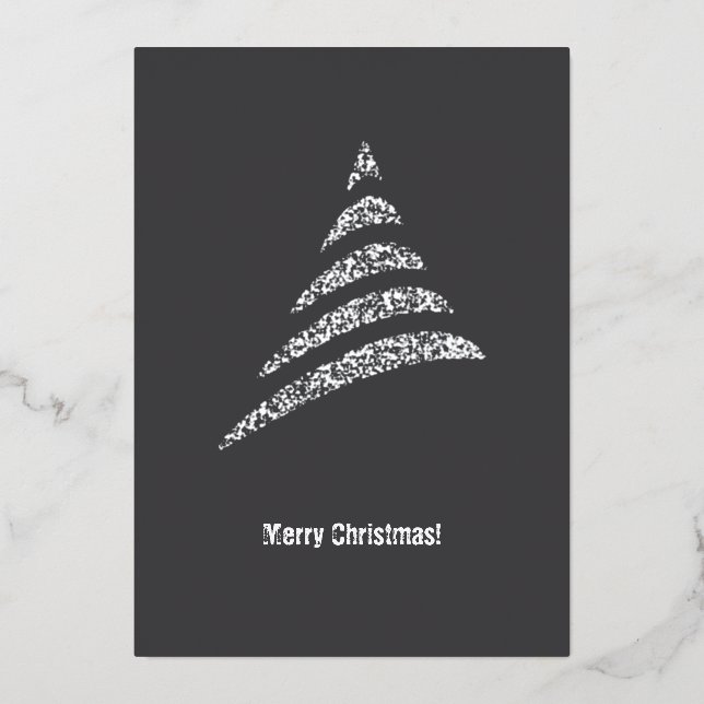 Warm White Corporate Christmas Tree Foil Holiday Card (Front)